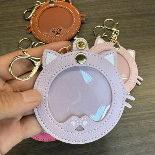 Cat Cute Keychain Women Leatherwear Keyring Car Moto Key Chain Ring Pendant Ring Anime for Bag Pendant Female Photo Gift